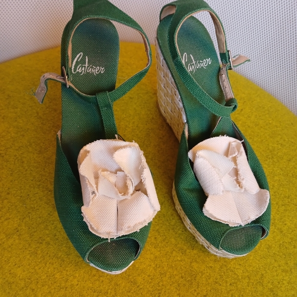 Castaner Green Floral Wedges - Picture 3 of 6